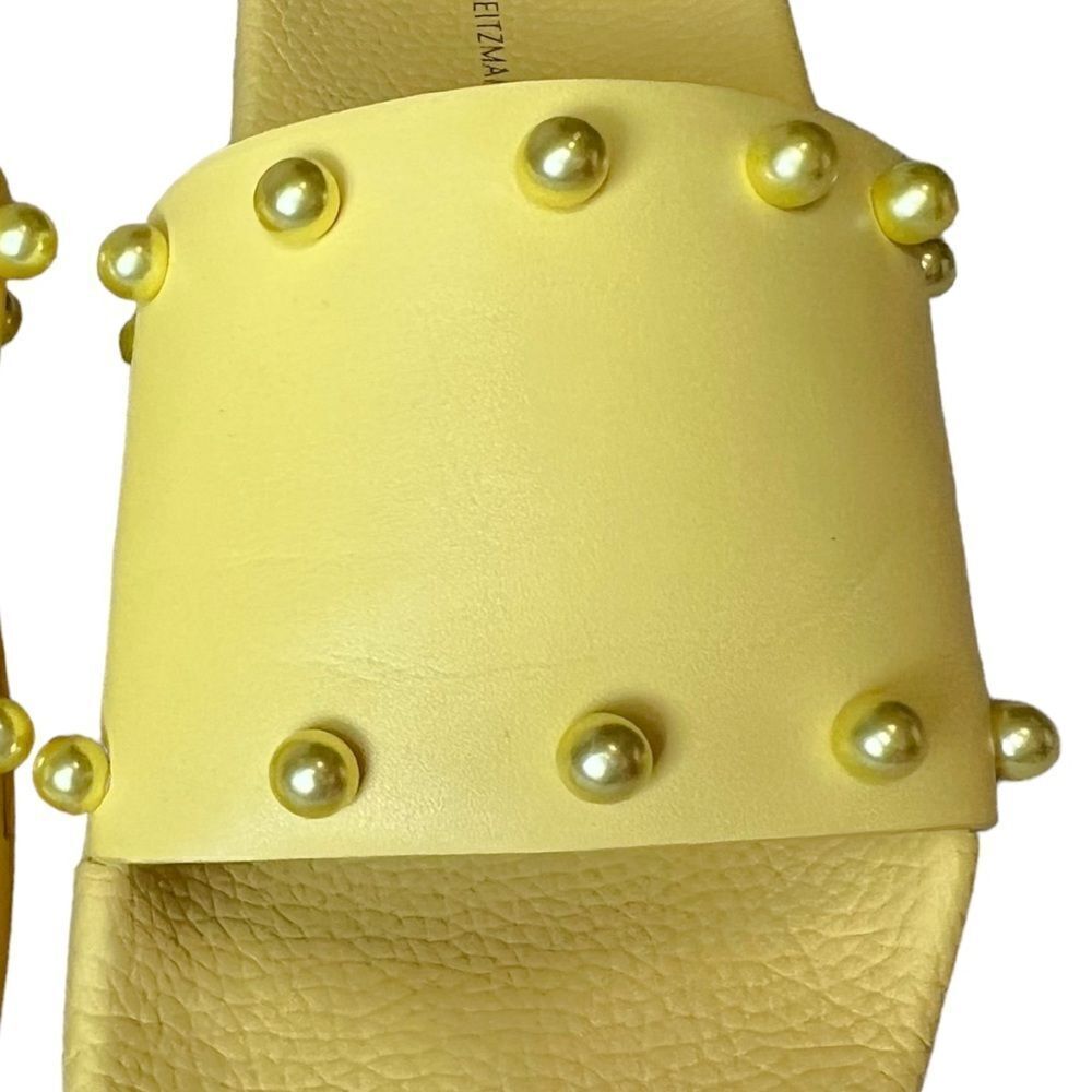 Stuart Weitzman Sunny Yellow Studded Slide Sandals - Picture 5 of 10